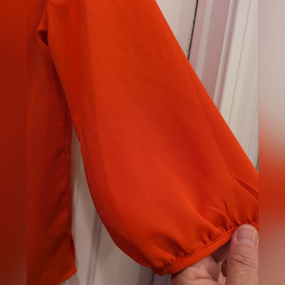 Skies Are Blue Stitch Fix Satin Orange Polyester Blouse Top Sz Small *GUC - Picture 7 of 13
